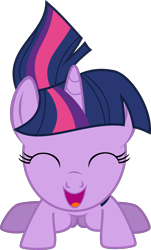 Size: 2608x4320 | Tagged: safe, artist:iknowpony, derpibooru import, twilight sparkle, pony, unicorn, .svg available, behaving like a frog, eyes closed, female, hooves, horn, mare, open mouth, simple background, smiling, solo, transparent background, vector