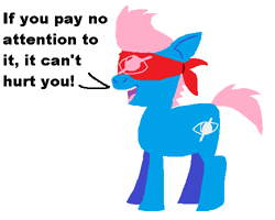 Size: 500x400 | Tagged: safe, oc, oc:hide, pony, derpibooru, derpibooru ponified, exploitable meme, i didn't listen, meme, meta, ponified