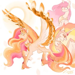 Size: 2000x2000 | Tagged: safe, artist:creeate97, daybreaker, princess celestia, alicorn, pony, alternate design, female, jewelry, mare, pink-mane celestia, regalia, solo