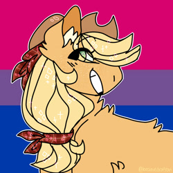 Size: 879x879 | Tagged: safe, artist:beaniedragon, applejack, earth pony, pony, bisexual pride flag, bisexuality, female, mare, pride, pride flag, solo