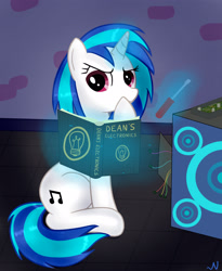 Size: 2700x3300 | Tagged: safe, artist:nuka-kitty, dj pon-3, vinyl scratch, pony, unicorn, bass cannon, fallout, solo