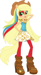 Size: 8171x14909 | Tagged: safe, artist:sugar-loop, applejack, equestria girls, rainbow rocks, absurd resolution, alternate hairstyle, boots, box art, clothes, female, high heel boots, leggings, shoes, skirt, solo, vector