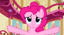 Size: 680x382 | Tagged: safe, screencap, pinkie pie, earth pony, pony, cute, diapinkes, female, frown, hug request, mare, sad, solo