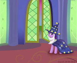 Size: 1024x841 | Tagged: safe, artist:soanos, derpibooru import, twilight sparkle, twilight sparkle (alicorn), alicorn, pony, solo, star swirl the bearded costume, twilight's castle