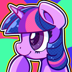 Size: 1000x1000 | Tagged: safe, artist:talim_stuff, derpibooru import, twilight sparkle, colors, heart eyes, solo, wingding eyes