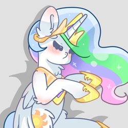 Size: 1080x1080 | Tagged: safe, artist:matcha_nekochan, princess celestia, alicorn, pony, cute, cutelestia, eyes closed, jewelry, lying down, on side, regalia, shadow