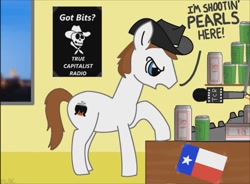 Size: 1051x774 | Tagged: safe, earth pony, pony, male, melting pot of friendship, microphone, ponified, solo, stallion, texas, the man they call ghost, true capitalist radio