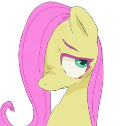 Size: 1024x1024 | Tagged: safe, artist:ume89s, fluttershy, pegasus, pony, bust, female, mare, shy, solo