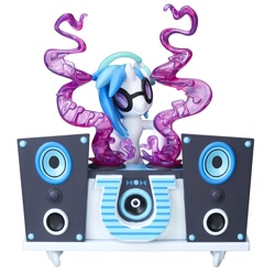 Size: 1500x1500 | Tagged: safe, dj pon-3, vinyl scratch, pony, unicorn, fan series, guardians of harmony, headphones, music notes, simple background, solo, speakers, toy, turntable, white background