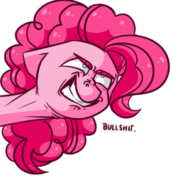 Size: 2346x2403 | Tagged: safe, artist:lrusu, pinkie pie, earth pony, pony, angry, female, mare, reaction image, simple background, white background