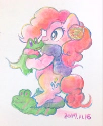 Size: 1670x2048 | Tagged: safe, artist:osawari64, gummy, pinkie pie, earth pony, pony, female, mare