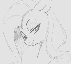 Size: 505x453 | Tagged: safe, artist:tre, fluttershy, pegasus, pony, female, grayscale, mare, monochrome, sketch, solo