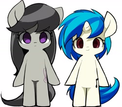 Size: 1790x1573 | Tagged: safe, alternate version, artist:ccc, dj pon-3, octavia melody, vinyl scratch, earth pony, pony, unicorn, cute, looking at you, simple background, white background