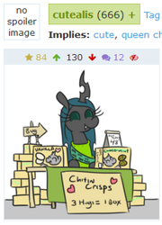 Size: 231x320 | Tagged: safe, derpibooru import, queen chrysalis, changeling, changeling queen, cute, cutealis, derpibooru, meta, solo, tags