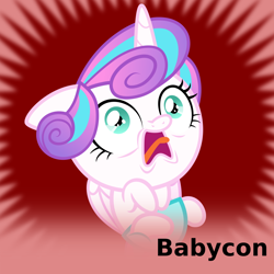 Size: 1024x1024 | Tagged: safe, artist:xebck, edit, princess flurry heart, pony, the crystalling, baby, baby pony, derpibooru, faic, meta, sneezing, solo, spoilered image joke, tongue out, wide eyes