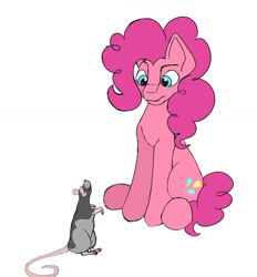 Size: 1276x1375 | Tagged: safe, artist:the-fox-experiment, pinkie pie, earth pony, pony, rat, animal, rodent, sitting