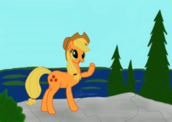 Size: 3200x2265 | Tagged: safe, artist:qeinone, applejack, earth pony, pony, female, mare, solo, tree