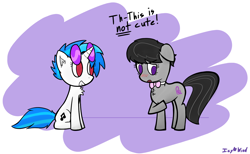 Size: 1500x921 | Tagged: safe, artist:icywindthepony, dj pon-3, octavia melody, vinyl scratch, earth pony, pony, female, lesbian, scratchtavia, shipping, short hair, sitting