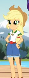 Size: 248x665 | Tagged: safe, screencap, applejack, equestria girls, legend of everfree, cropped, pier, solo