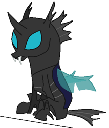 Size: 385x451 | Tagged: safe, artist:watermelon changeling, derpibooru exclusive, kevin (changeling), changeling, ms paint, simple background, sitting, solo, white background