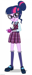 Size: 817x1922 | Tagged: safe, artist:legoinflatables, derpibooru import, sci-twi, twilight sparkle, equestria girls, friendship games, clothes, crystal prep academy, crystal prep academy uniform, crystal prep shadowbolts, cute, glasses, magic capture device, open mouth, pleated skirt, school uniform, shoes, simple background, skirt, socks, solo, transparent background, vector