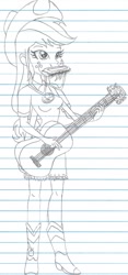 Size: 837x1796 | Tagged: safe, artist:haleyc4629, applejack, equestria girls, legend of everfree, guitar, harmonica, lined paper, musical instrument, playing instruments, solo, traditional art