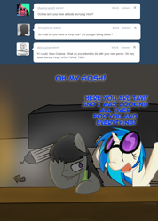 Size: 801x1127 | Tagged: safe, artist:erthilo, dj pon-3, octavia melody, vinyl scratch, earth pony, pony, unicorn, ask octavia, discorded, duo, duo female, female, mare, no pupils