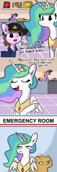 Size: 2250x6750 | Tagged: safe, artist:tjpones, princess celestia, twilight sparkle, unicorn twilight, alicorn, earth pony, pony, unicorn, ..., batter, cap, clothes, comic, crown, deep fried, deep frier, dialogue, em dash, female, food, hat, hospital, jewelry, ketchup, mare, mayonnaise, open mouth, peytral, polo shirt, regalia, sauce, shirt, smiling, too dumb to live, twiggie, unamused