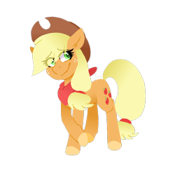 Size: 1000x1000 | Tagged: safe, artist:ghostlymarie, applejack, earth pony, pony, bandana, crossed hooves, female, happy, lineless, mare, simple background, smiling, solo, transparent background