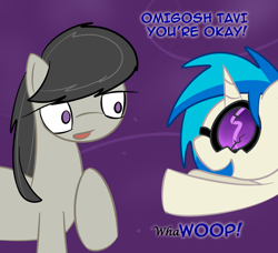 Size: 1132x1034 | Tagged: safe, artist:erthilo, dj pon-3, octavia melody, vinyl scratch, earth pony, pony, unicorn, ask octavia, duo, duo female, female, mare, no pupils