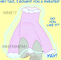 Size: 690x681 | Tagged: safe, artist:erthilo, dj pon-3, octavia melody, vinyl scratch, earth pony, pony, ask, ask octavia, clothes, dress, magic, offscreen character, sweater, tumblr