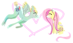 Size: 1280x768 | Tagged: safe, artist:deerlinglace, fluttershy, zephyr breeze, pegasus, pony, brother and sister, colored wings, colored wingtips, duo, eyes closed, female, heart, male, mare, profile, siblings, simple background, sitting, smiling, spread wings, stallion, transparent background, wings