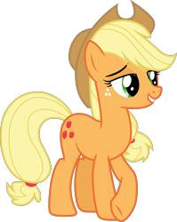 Size: 5567x6982 | Tagged: safe, artist:cloudyglow, artist:yanoda, applejack, earth pony, pony, made in manehattan, .ai available, absurd resolution, cowboy hat, female, freckles, grin, hat, mare, simple background, smiling, solo, stetson, transparent background, vector