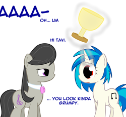 Size: 900x839 | Tagged: safe, artist:erthilo, dj pon-3, octavia melody, vinyl scratch, earth pony, pony, unicorn, ask octavia, award, duo, duo female, female, mare, simple background, white background, wrong eye color