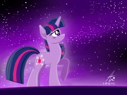 Size: 1032x774 | Tagged: safe, artist:truffle shine, derpibooru import, twilight sparkle, glowing cutie mark, stargazing, stars