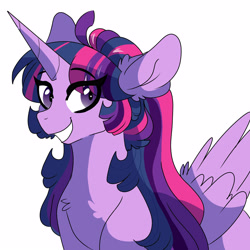 Size: 5000x5000 | Tagged: safe, artist:scarletskitty12, derpibooru import, twilight sparkle, twilight sparkle (alicorn), alicorn, pony, absurd resolution, alternate hairstyle, looking at you, simple background, smiling