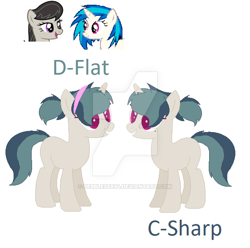 Size: 600x595 | Tagged: safe, artist:pebbles8894, dj pon-3, octavia melody, vinyl scratch, oc, oc:c-sharp, oc:d-flat, earth pony, pony, unicorn, female, lesbian, magical lesbian spawn, mare, offspring, open mouth, parent:octavia melody, parent:vinyl scratch, parents:scratchtavia, scratchtavia, shipping, simple background, smiling, twins, white background