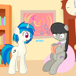 Size: 700x700 | Tagged: safe, artist:erthilo, dj pon-3, octavia melody, vinyl scratch, earth pony, pony, ask octavia, book