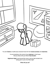 Size: 500x646 | Tagged: safe, artist:erthilo, octavia melody, earth pony, pony, ask octavia, monochrome, solo