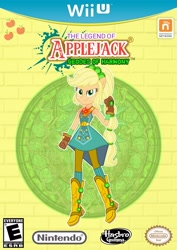 Size: 2317x3264 | Tagged: safe, artist:akili-amethyst, edit, applejack, equestria girls, legend of everfree, crystal guardian, game cover, geode of super strength, nintendo, parody, ponied up, solo, the legend of zelda, the legend of zelda: breath of the wild, wii u