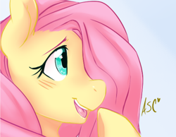 Size: 1072x832 | Tagged: safe, artist:mlpfwb, fluttershy, pegasus, pony, bust, female, hoof on chin, mare, portrait, solo