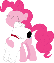 Size: 3097x3568 | Tagged: safe, artist:porygon2z, pinkie pie, earth pony, pony, brian griffin, crossover, family guy, hug, simple background, transparent background