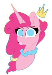 Size: 1280x1841 | Tagged: safe, artist:tomboygirl45, pinkie pie, alicorn, pony, alicornified, bust, crown, jewelry, pinkiecorn, portrait, princessponk, race swap, regalia, simple background, solo, transparent background, xk-class end-of-the-world scenario