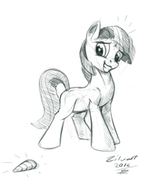 Size: 5111x5759 | Tagged: safe, artist:zilvart, derpibooru import, twilight sparkle, absurd resolution, blank flank, cute, horn, missing horn, monochrome, sketch, solo, twiabetes