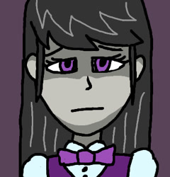 Size: 353x367 | Tagged: safe, octavia melody, equestria girls, black hair, bowtie, clothes, drawthread, female, gray skin, solo