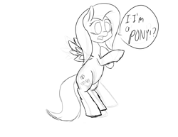 Size: 6600x5100 | Tagged: artist needed, source needed, safe, fluttershy, pegasus, pony, absurd resolution, simple background, sketch, solo, speech bubble, white background