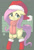Size: 1000x1480 | Tagged: safe, artist:yanamosuda, fluttershy, pegasus, pony, bipedal, blushing, christmas, clothes, costume, cute, female, hat, holiday, looking at you, mare, santa costume, santa hat, scarf, shyabetes, solo