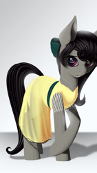 Size: 1350x2400 | Tagged: safe, artist:styroponyworks, octavia melody, earth pony, pony, alternate hairstyle, bow, clothes, dress, female, hair bow, looking at you, mare, panties, simple background, solo, underwear, white background