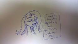 Size: 2592x1456 | Tagged: safe, fluttershy, pegasus, pony, op is a faggot, sketch, vulgar