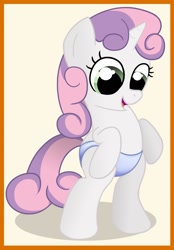 Size: 640x922 | Tagged: source needed, safe, artist:ohohokapi, sweetie belle, pony, bipedal, clothes, panties, solo, underwear